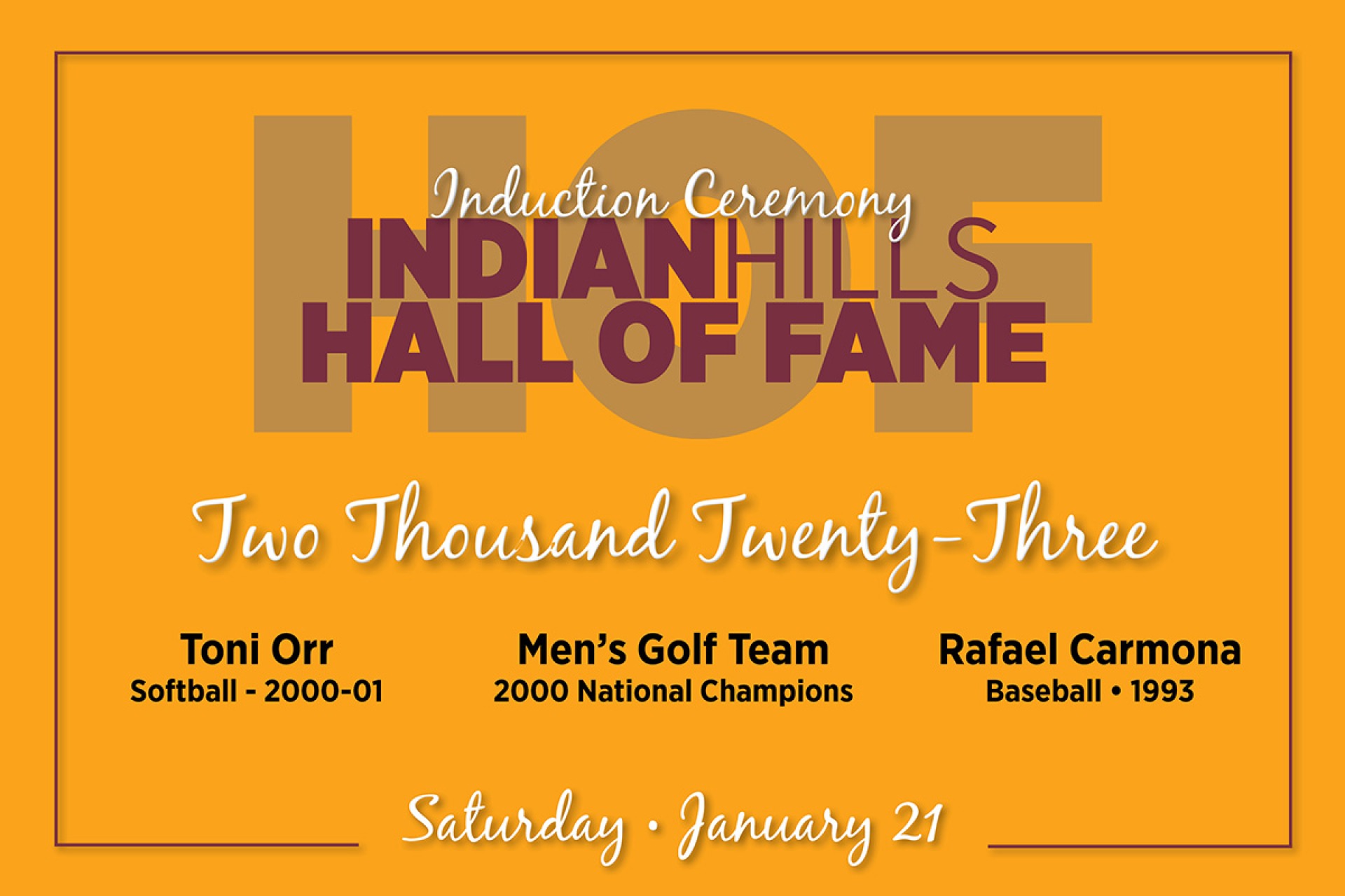 Indian Hills Athletics Hall of Fame Night