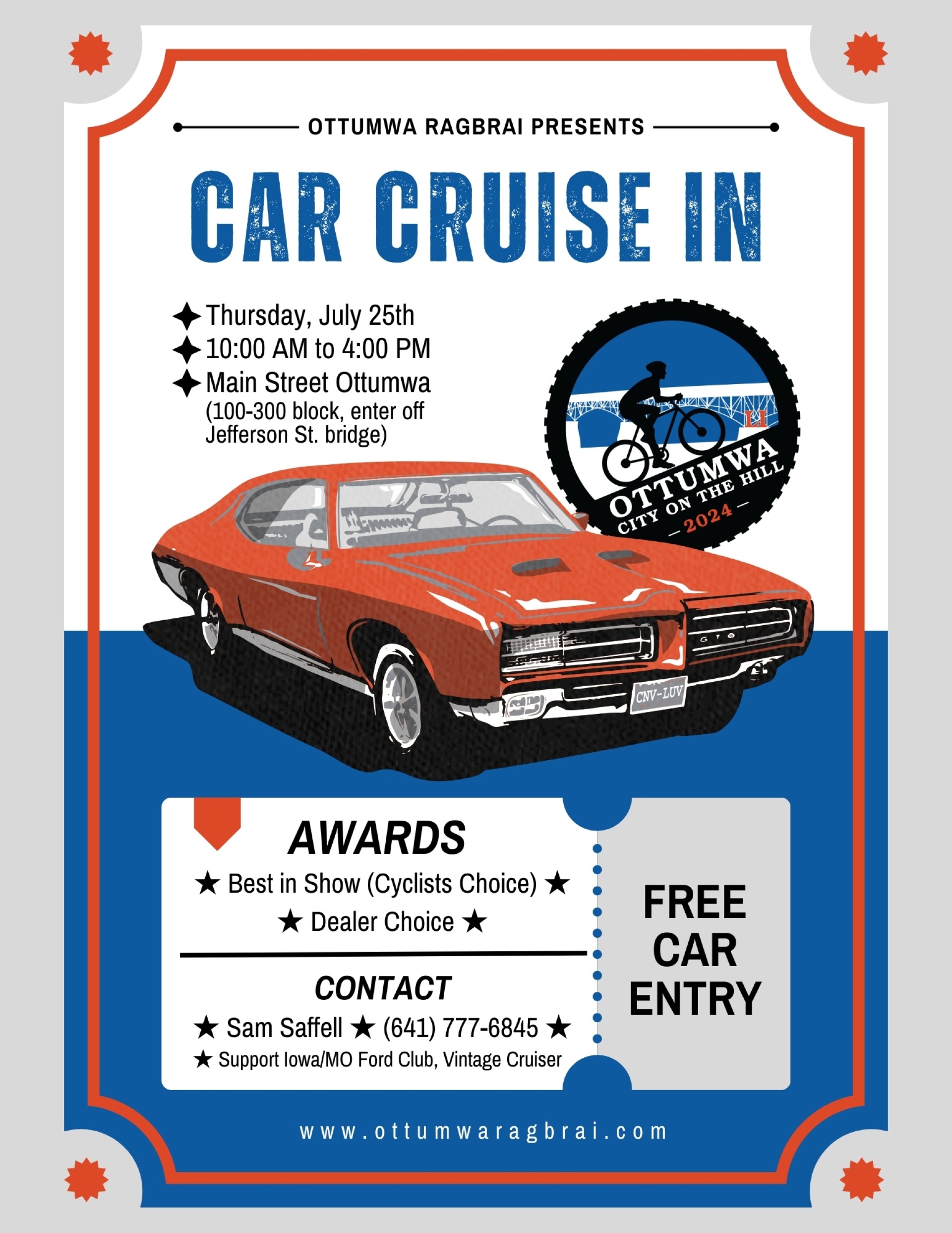 Ottumwa RAGBRAI: Car Cruise In